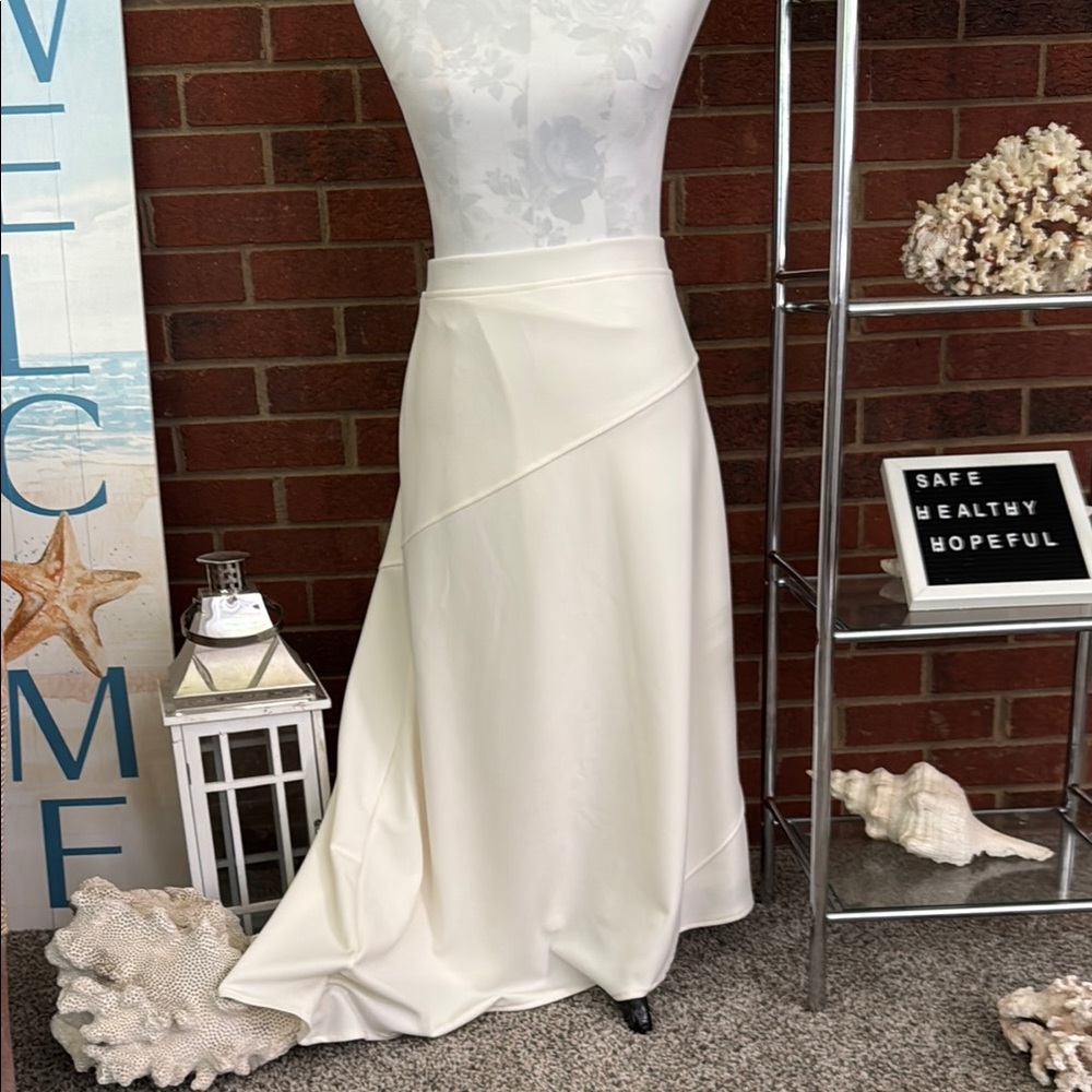 Dkny Cream Maxi Wrap Skirt Asymmetrical